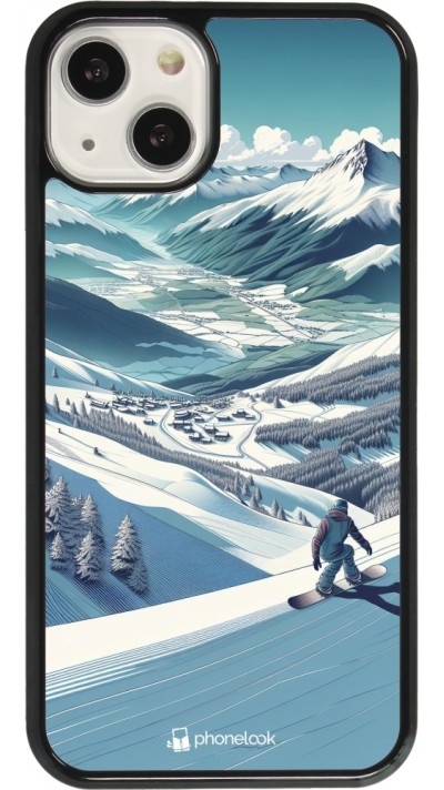 Coque iPhone 13 - Snowboarder Montagne