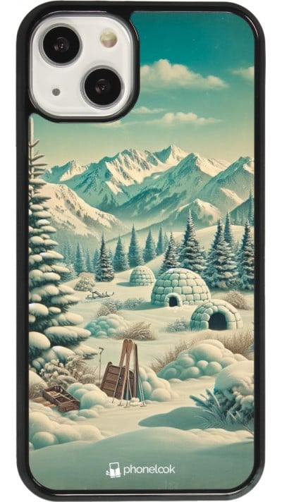 Coque iPhone 13 - Vintage Snowy Mountain Igloo