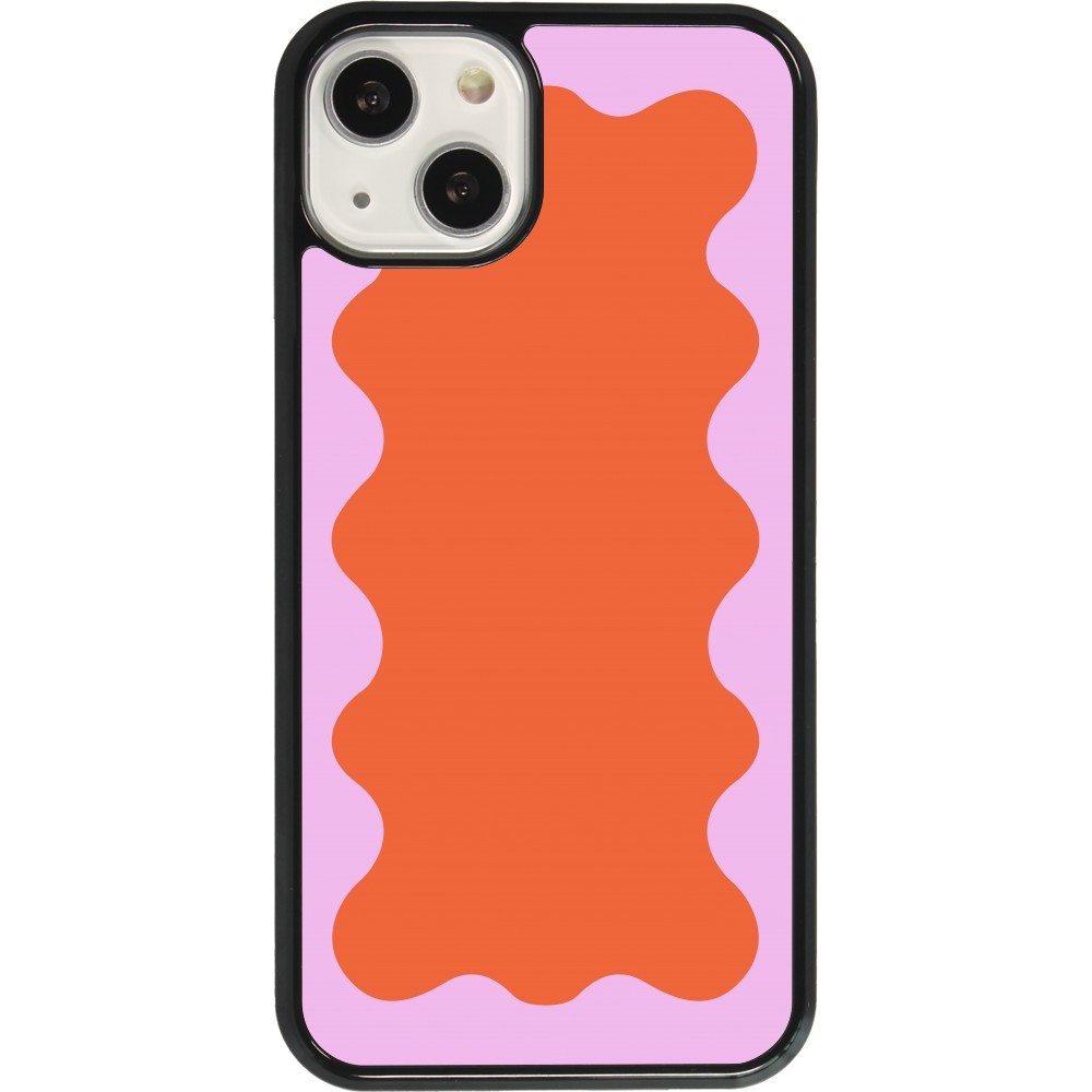 Coque iPhone 13 - Wavy Rectangle Orange Pink