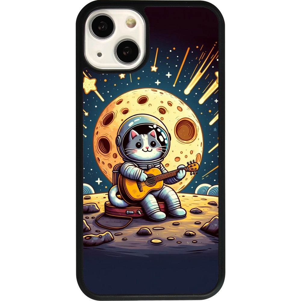 Coque iPhone 13 - Silicone rigide noir AstroCat RockLune