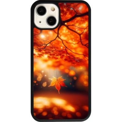 Coque iPhone 13 - Silicone rigide noir Automne Magique Orange