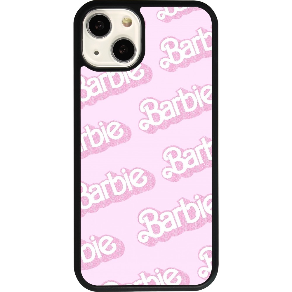 Coque iPhone 13 - Silicone rigide noir Barbie light pink pattern