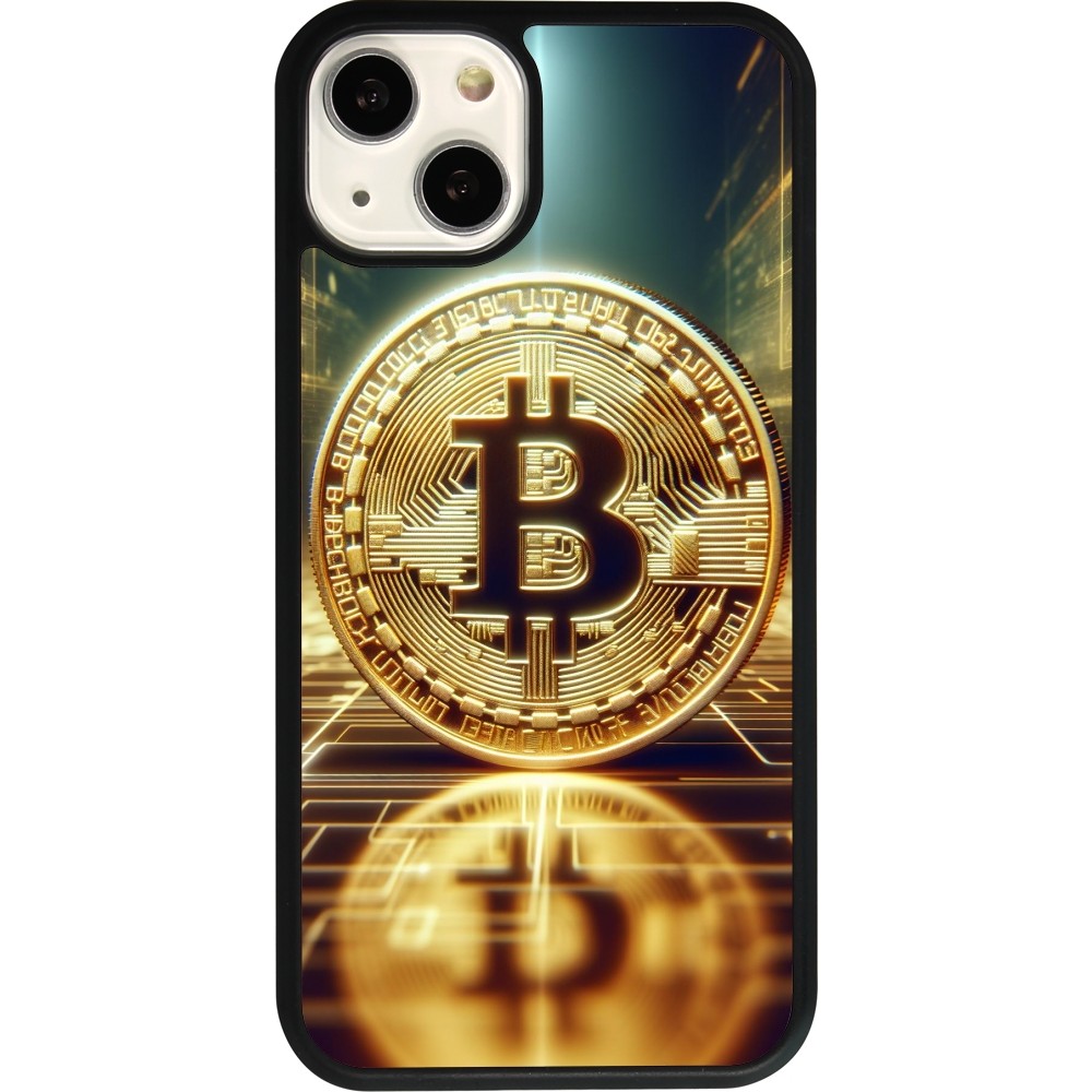 Coque iPhone 13 - Silicone rigide noir Bitcoin Standing