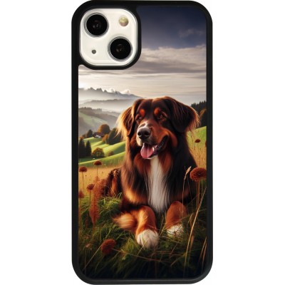 Coque iPhone 13 - Silicone rigide noir Chien Campagne Suisse