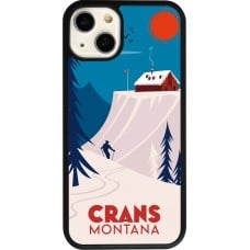 Coque iPhone 13 - Silicone rigide noir Crans-Montana Cabane