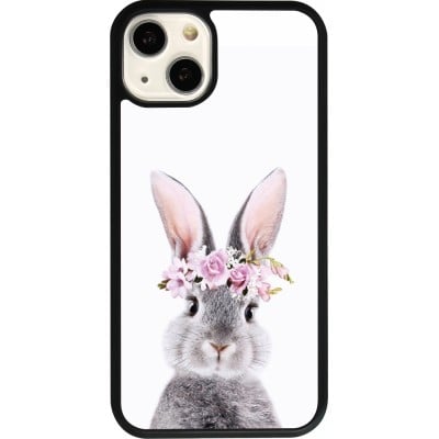 Coque iPhone 13 - Silicone rigide noir Easter 2023 flower bunny