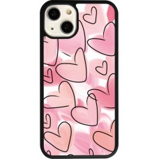 Coque iPhone 13 - Silicone rigide noir Easter 2023 pink hearts