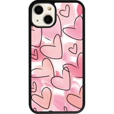 Coque iPhone 13 - Silicone rigide noir Easter 2023 pink hearts