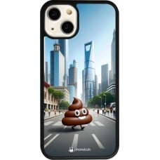 Coque iPhone 13 - Silicone rigide noir Emoji Caca walk