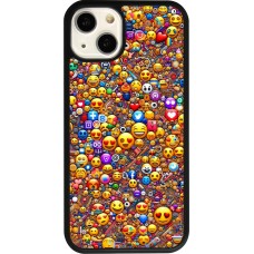 Coque iPhone 13 - Silicone rigide noir Emoji mixed