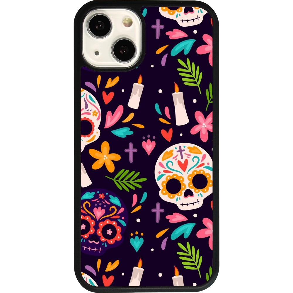 Coque iPhone 13 - Silicone rigide noir Halloween 2023 mexican style