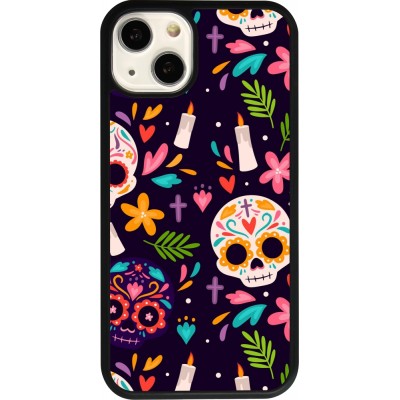 Coque iPhone 13 - Silicone rigide noir Halloween 2023 mexican style