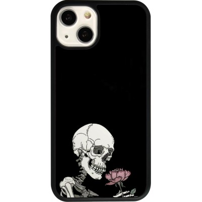 Coque iPhone 13 - Silicone rigide noir Halloween 2023 rose and skeleton