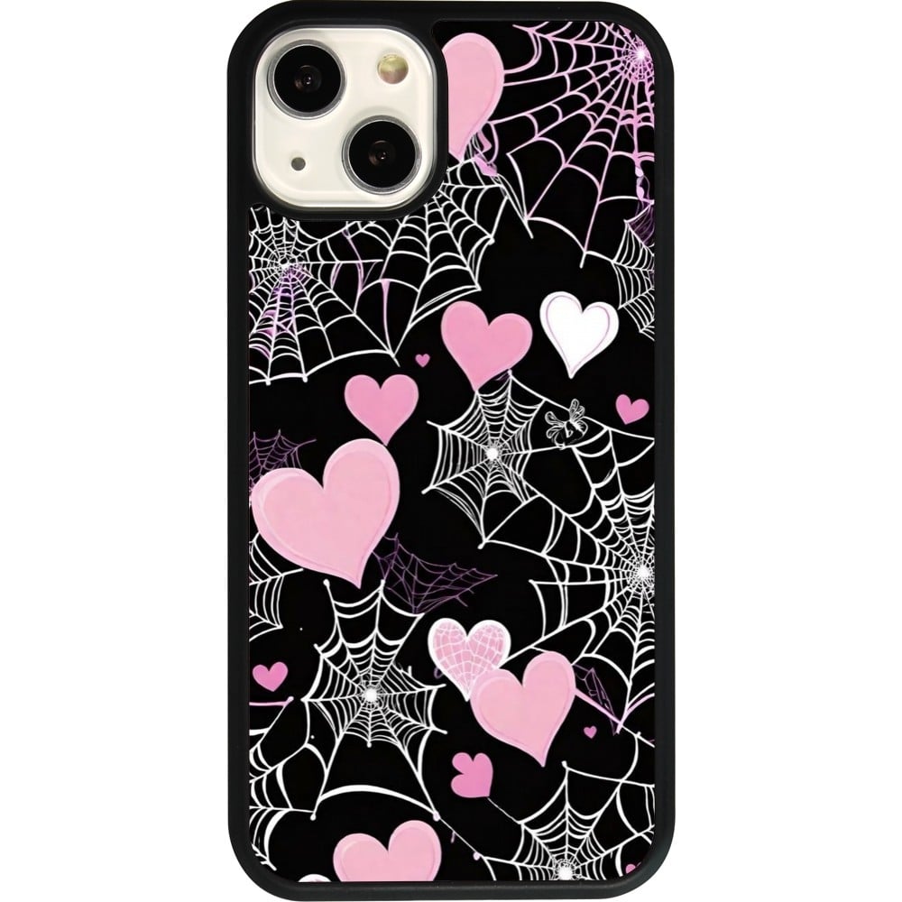 Coque iPhone 13 - Silicone rigide noir Halloween 2024 girly