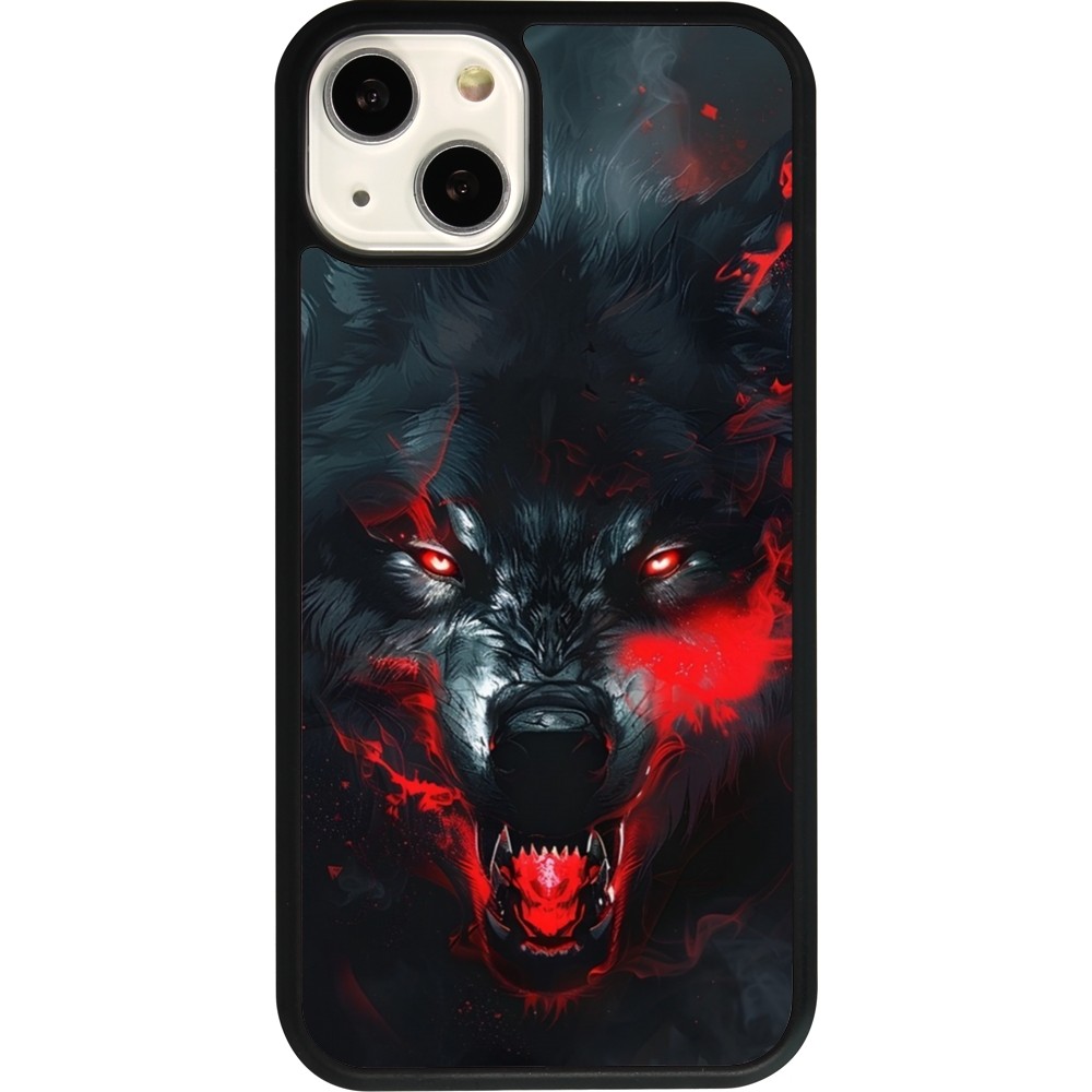 Coque iPhone 13 - Silicone rigide noir Halloween 2024 mad werewolf