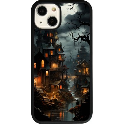 Coque iPhone 13 - Silicone rigide noir Halloween 2024 scary town