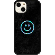 Coque iPhone 13 - Silicone rigide noir Happy smiley irisé