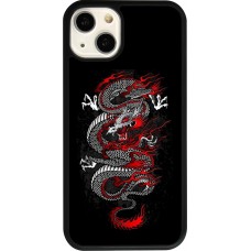 Coque iPhone 13 - Silicone rigide noir Japanese style Dragon Tattoo Red Black