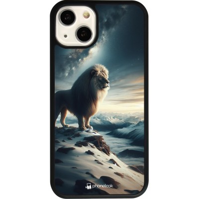 Coque iPhone 13 - Silicone rigide noir Le lion blanc