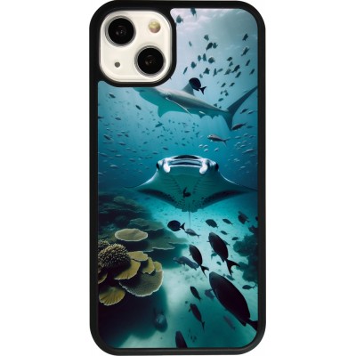 Coque iPhone 13 - Silicone rigide noir Manta Lagon Nettoyage