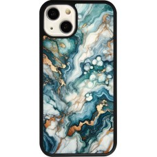 Coque iPhone 13 - Silicone rigide noir Marbre Vert Bleu Doré