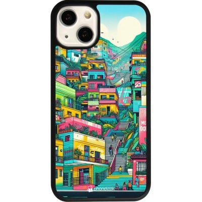 Coque iPhone 13 - Silicone rigide noir Medellin Comuna 13 Art