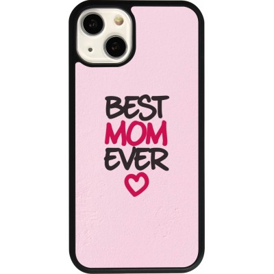 Coque iPhone 13 - Silicone rigide noir Mom 2023 best Mom ever pink