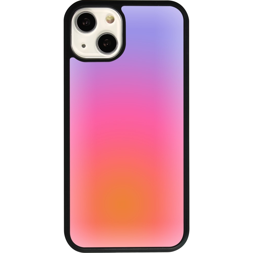 Coque iPhone 13 - Silicone rigide noir Orange Pink Blue Gradient