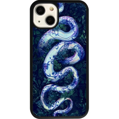 Coque iPhone 13 - Silicone rigide noir Serpent Blue Anaconda