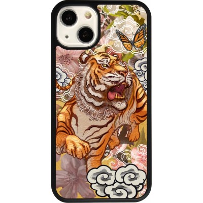 Coque iPhone 13 - Silicone rigide noir Spring 23 japanese tiger