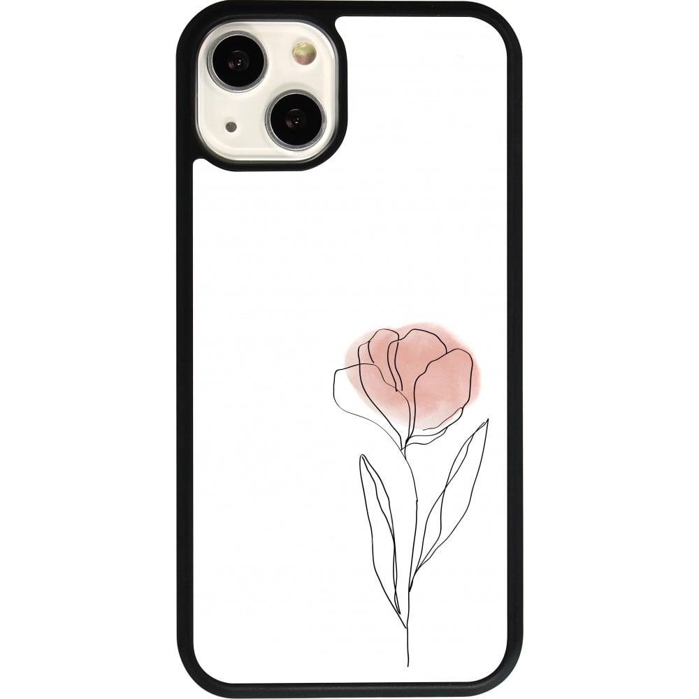 Coque iPhone 13 - Silicone rigide noir Spring 23 minimalist flower