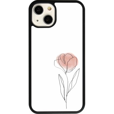 Coque iPhone 13 - Silicone rigide noir Spring 23 minimalist flower