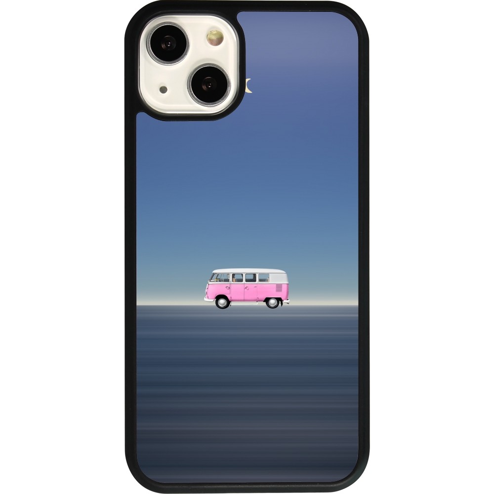 Coque iPhone 13 - Silicone rigide noir Spring 23 pink bus