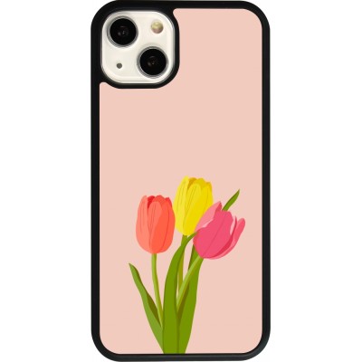 Coque iPhone 13 - Silicone rigide noir Spring 23 tulip trio