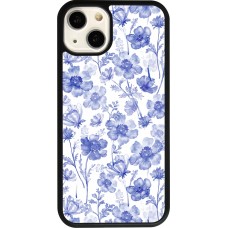 Coque iPhone 13 - Silicone rigide noir Spring 23 watercolor blue flowers