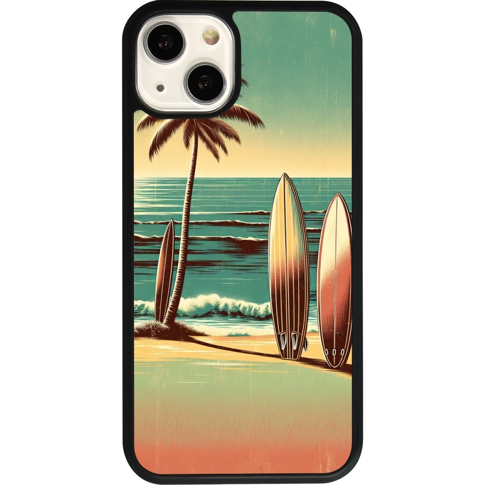 Coque iPhone 13 - Silicone rigide noir Surf Paradise