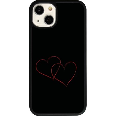 Coque iPhone 13 - Silicone rigide noir Valentine 2023 attached heart