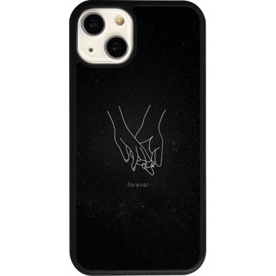 Coque iPhone 13 - Silicone rigide noir Valentine 2023 hands forever