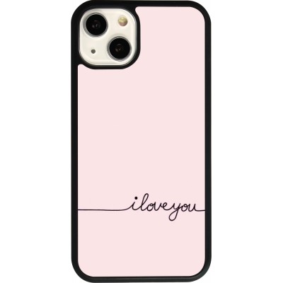 Coque iPhone 13 - Silicone rigide noir Valentine 2023 i love you writing