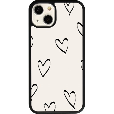 Coque iPhone 13 - Silicone rigide noir Valentine 2023 minimalist hearts