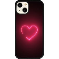 Coque iPhone 13 - Silicone rigide noir Valentine 2023 single neon heart