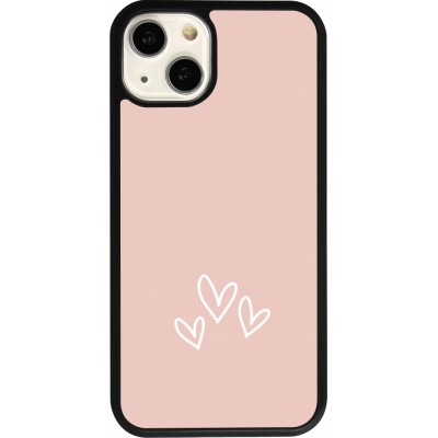 Coque iPhone 13 - Silicone rigide noir Valentine 2023 three minimalist hearts