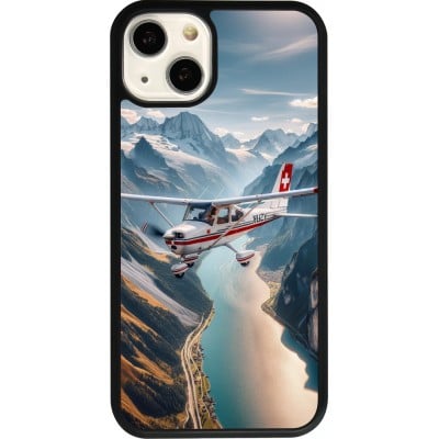 Coque iPhone 13 - Silicone rigide noir Vol Alpin Suisse