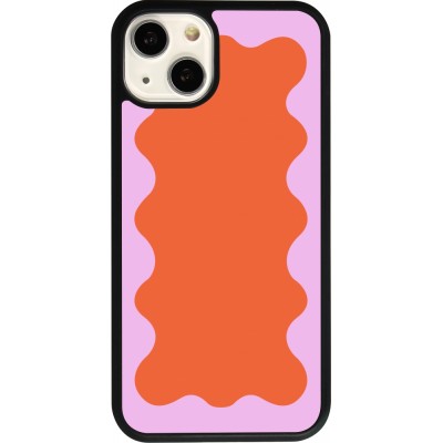 Coque iPhone 13 - Silicone rigide noir Wavy Rectangle Orange Pink