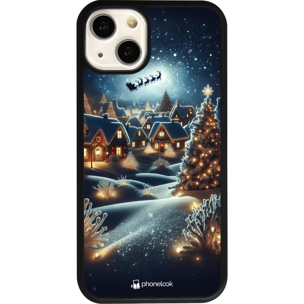 Coque iPhone 13 - Silicone rigide noir Noël 2023 Christmas is Coming