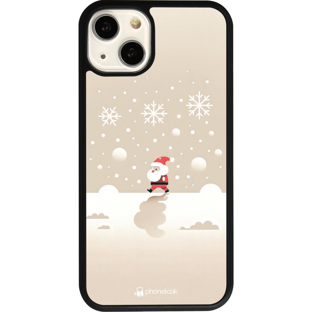 Coque iPhone 13 - Silicone rigide noir Noël 2023 Minimalist Santa