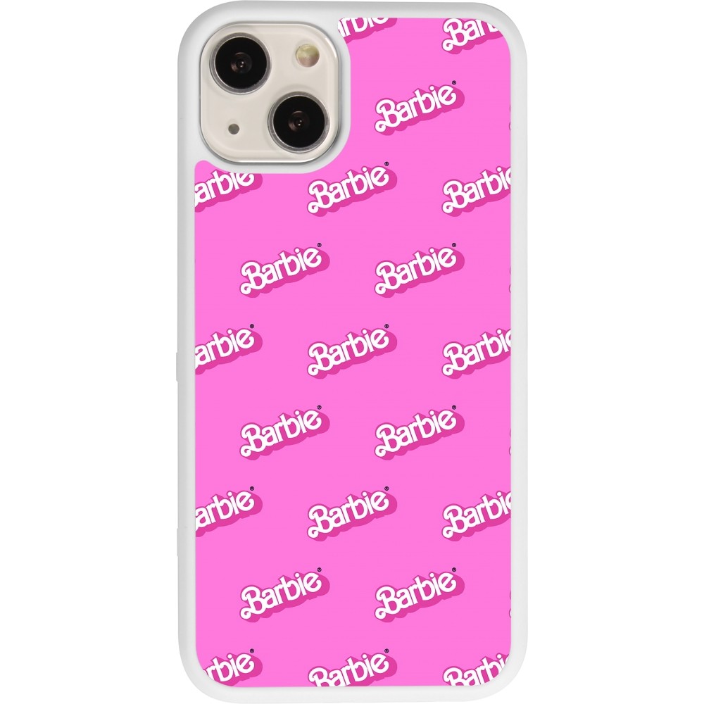 Coque iPhone 13 - Silicone rigide blanc Barbie Pattern