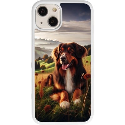 Coque iPhone 13 - Silicone rigide blanc Chien Campagne Suisse