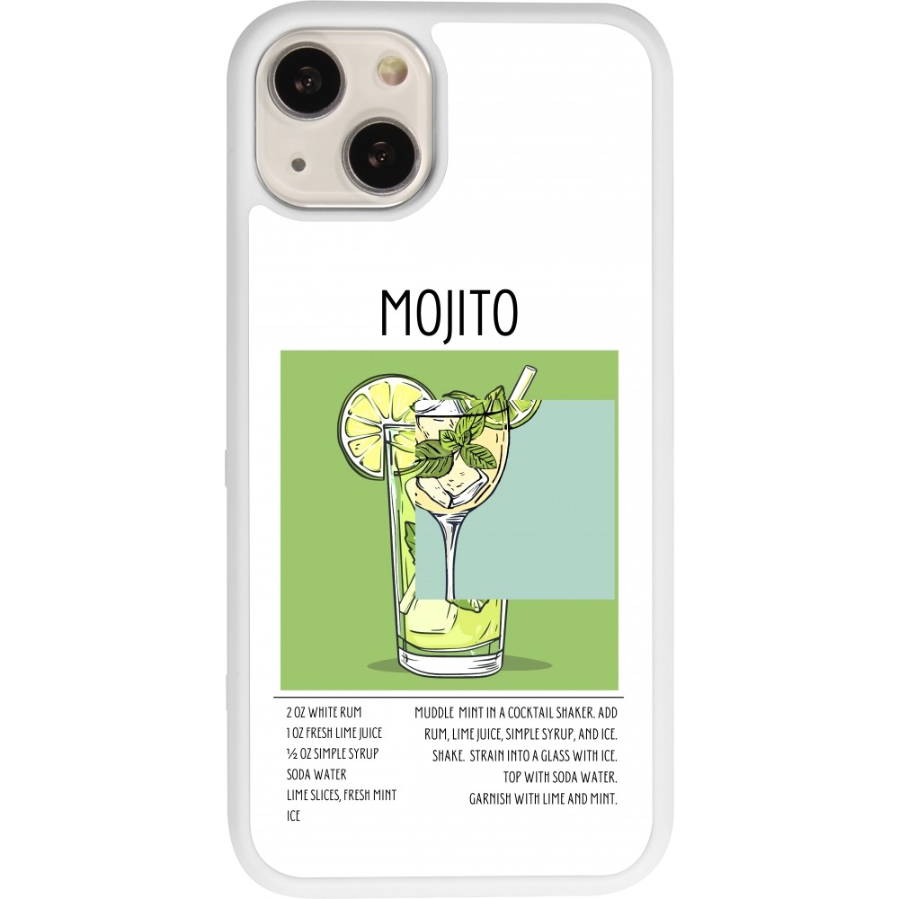 Coque iPhone 13 - Silicone rigide blanc Cocktail recette Mojito