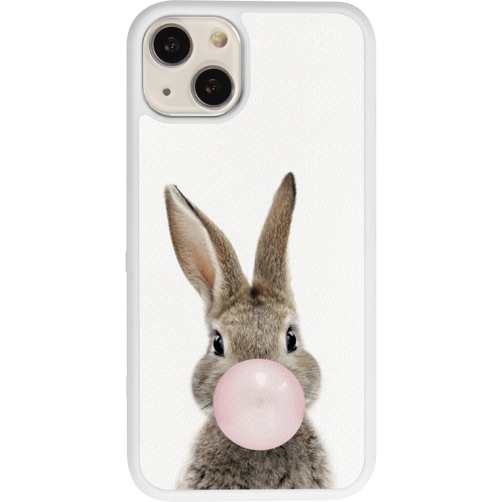 Coque iPhone 13 - Silicone rigide blanc Easter 2023 bubble gum bunny